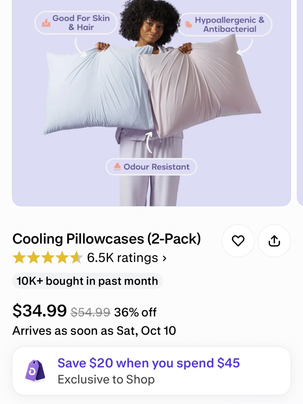 Cooling Pillowcases 2-Pack – Hypoallergenic White
